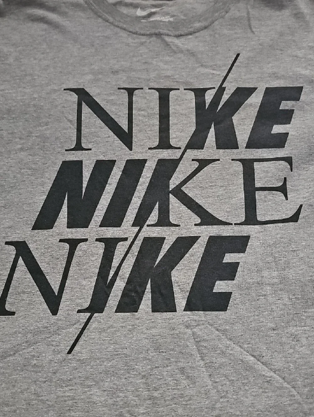 Nike Grey Short Sleeve T-Shirt with Black Stacked Logo